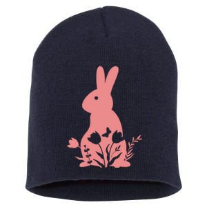 Floral Spring Easter Bunny Short Acrylic Beanie