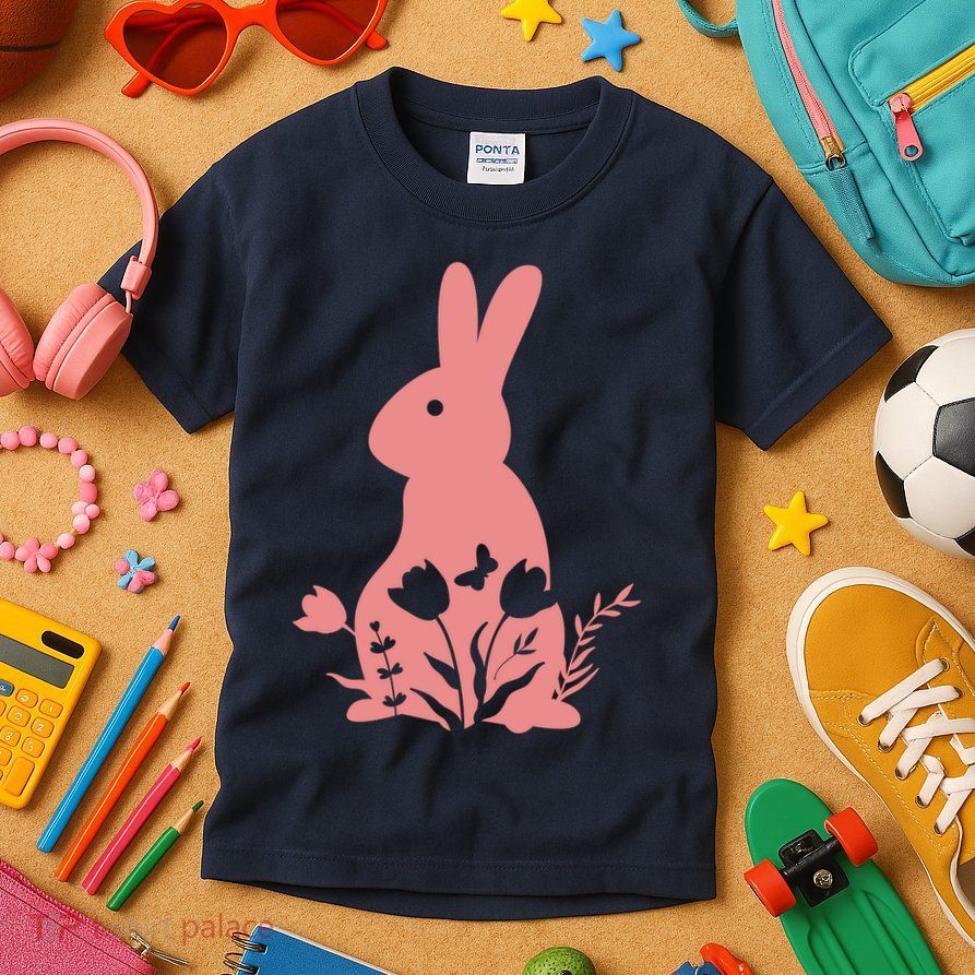 Floral Spring Easter Bunny Kids T-Shirt