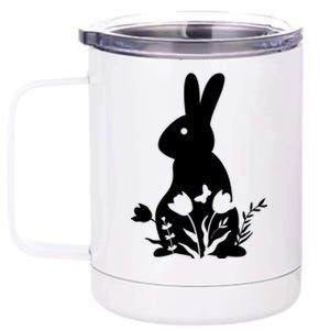 Floral Spring Easter Bunny 12 oz Stainless Steel Tumbler Cup