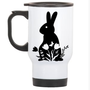 Floral Spring Easter Bunny Stainless Steel Travel Mug