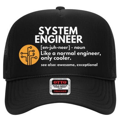 Funny System Engineer Definition Software Engineering Gift High Crown Mesh Back Trucker Hat