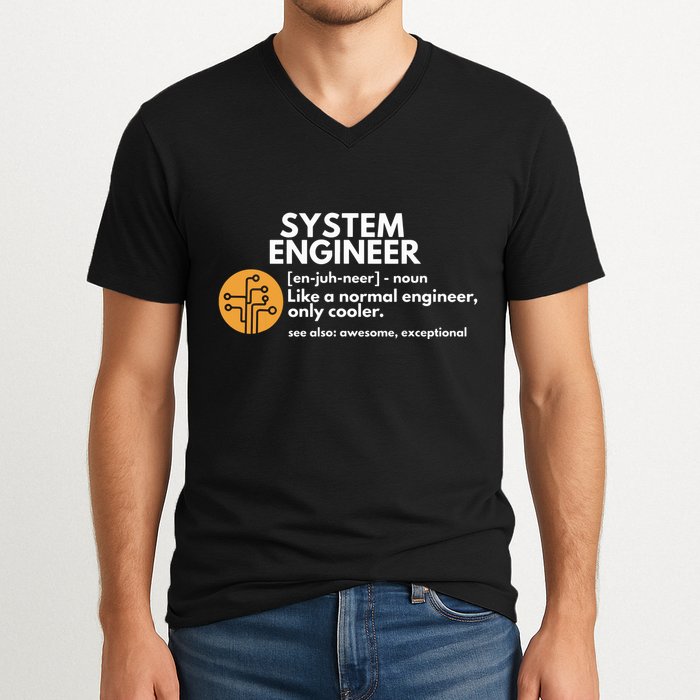 Funny System Engineer Definition Software Engineering Gift V-Neck T-Shirt