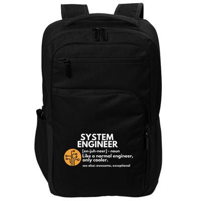 Funny System Engineer Definition Software Engineering Gift Impact Tech Backpack