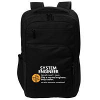 Funny System Engineer Definition Software Engineering Gift Impact Tech Backpack