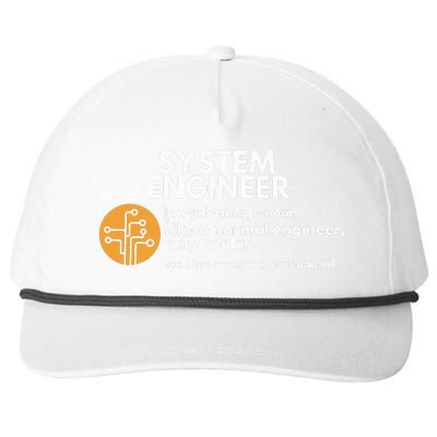 Funny System Engineer Definition Software Engineering Gift Snapback Five-Panel Rope Hat