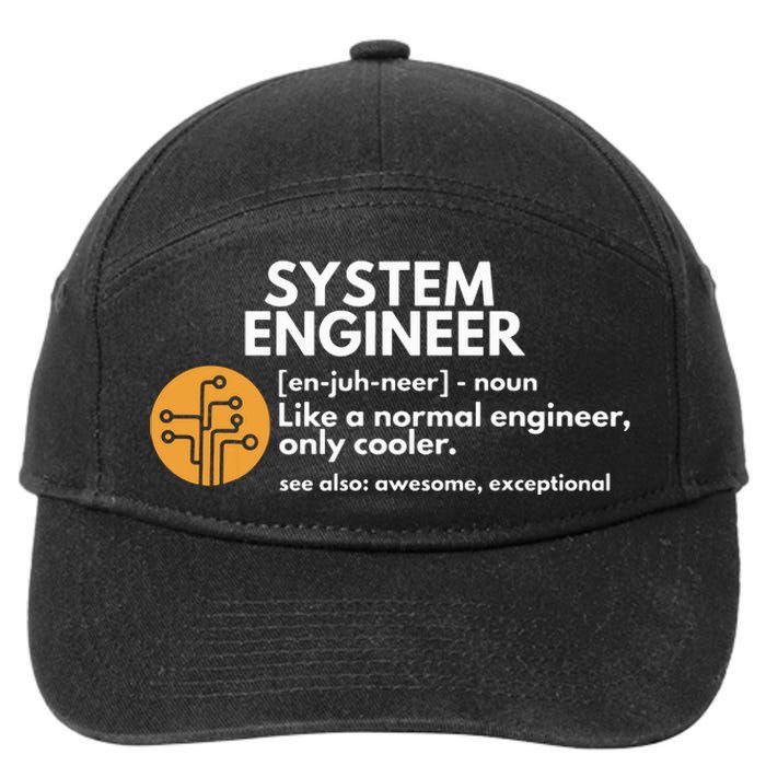 Funny System Engineer Definition Software Engineering Gift 7-Panel Snapback Hat