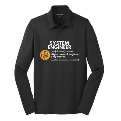 Funny System Engineer Definition Software Engineering Gift Silk Touch Performance Long Sleeve Polo