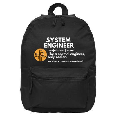 Funny System Engineer Definition Software Engineering Gift 16 in Basic Backpack