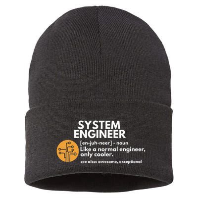 Funny System Engineer Definition Software Engineering Gift Sustainable Knit Beanie