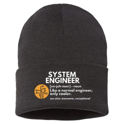 Funny System Engineer Definition Software Engineering Gift Sustainable Knit Beanie