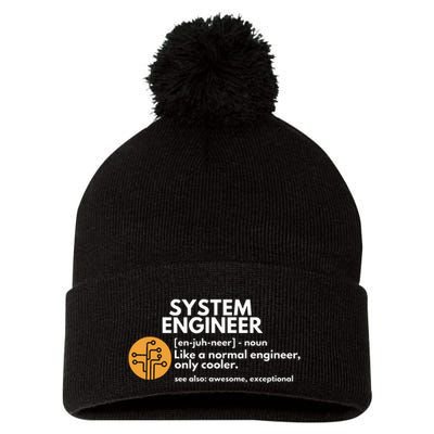 Funny System Engineer Definition Software Engineering Gift Pom Pom 12in Knit Beanie
