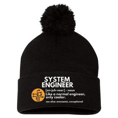 Funny System Engineer Definition Software Engineering Gift Pom Pom 12in Knit Beanie