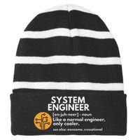 Funny System Engineer Definition Software Engineering Gift Striped Beanie with Solid Band