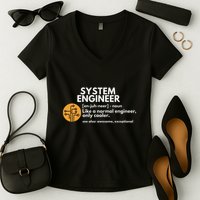 Funny System Engineer Definition Software Engineering Gift Women's V-Neck T-Shirt