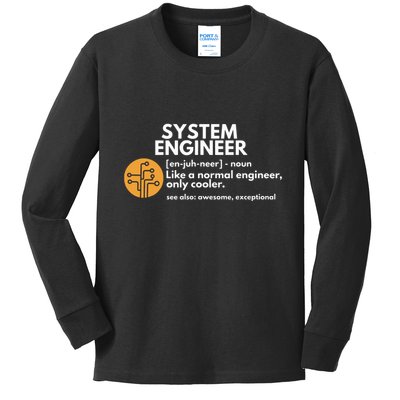 Funny System Engineer Definition Software Engineering Gift Kids Long Sleeve Shirt