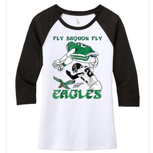 Fly Saquon Eagles Women's Tri-Blend 3/4-Sleeve Raglan Shirt