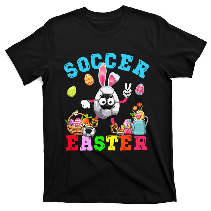 funny Soccer Easter Bunny Eggs Playing Soccer T-Shirt