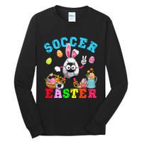 funny Soccer Easter Bunny Eggs Playing Soccer Tall Long Sleeve T-Shirt