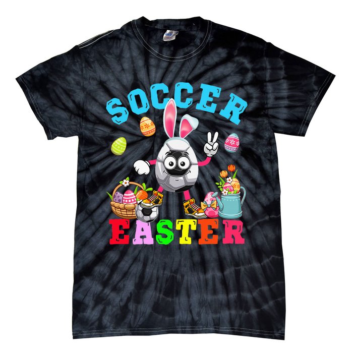 funny Soccer Easter Bunny Eggs Playing Soccer Tie-Dye T-Shirt