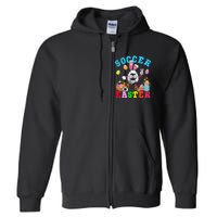 funny Soccer Easter Bunny Eggs Playing Soccer Full Zip Hoodie