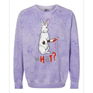 Funny Scary Eyed Killer Bunny Rabbit With Knife Adult Humor Great Gift Colorblast Crewneck Sweatshirt