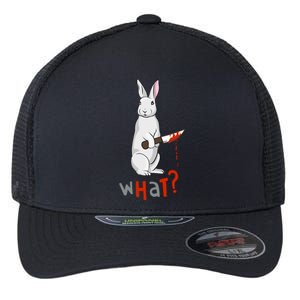 Funny Scary Eyed Killer Bunny Rabbit With Knife Adult Humor Great Gift Flexfit Unipanel Trucker Cap