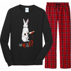 Funny Scary Eyed Killer Bunny Rabbit With Knife Adult Humor Great Gift Long Sleeve Pajama Set