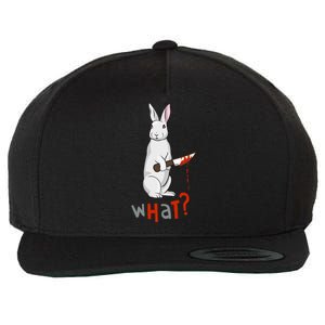 Funny Scary Eyed Killer Bunny Rabbit With Knife Adult Humor Great Gift Wool Snapback Cap