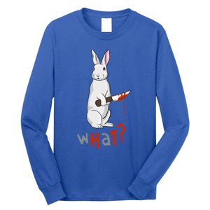 Funny Scary Eyed Killer Bunny Rabbit With Knife Adult Humor Great Gift Long Sleeve Shirt