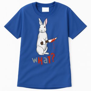 Funny Scary Eyed Killer Bunny Rabbit With Knife Adult Humor Great Gift Tall T-Shirt