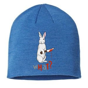 Funny Scary Eyed Killer Bunny Rabbit With Knife Adult Humor Great Gift Sustainable Beanie