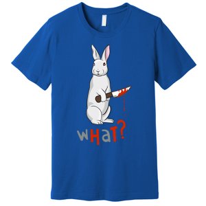 Funny Scary Eyed Killer Bunny Rabbit With Knife Adult Humor Great Gift Premium T-Shirt