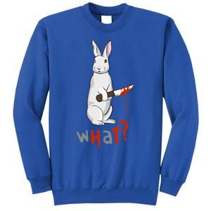 Funny Scary Eyed Killer Bunny Rabbit With Knife Adult Humor Great Gift Tall Sweatshirt