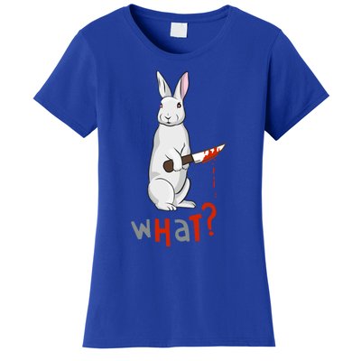 Funny Scary Eyed Killer Bunny Rabbit With Knife Adult Humor Great Gift Women's T-Shirt