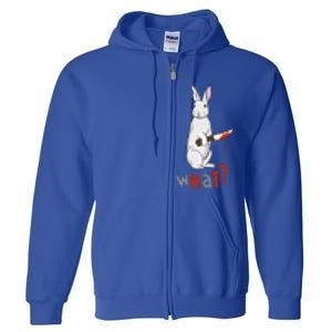 Funny Scary Eyed Killer Bunny Rabbit With Knife Adult Humor Great Gift Full Zip Hoodie