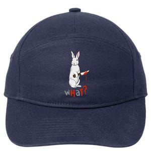 Funny Scary Eyed Killer Bunny Rabbit With Knife Adult Humor Great Gift 7-Panel Snapback Hat