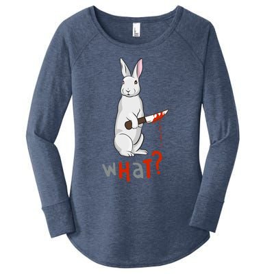 Funny Scary Eyed Killer Bunny Rabbit With Knife Adult Humor Great Gift Women's Perfect Tri Tunic Long Sleeve Shirt