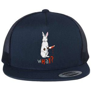 Funny Scary Eyed Killer Bunny Rabbit With Knife Adult Humor Great Gift Flat Bill Trucker Hat