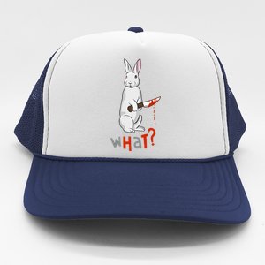 Funny Scary Eyed Killer Bunny Rabbit With Knife Adult Humor Great Gift Trucker Hat