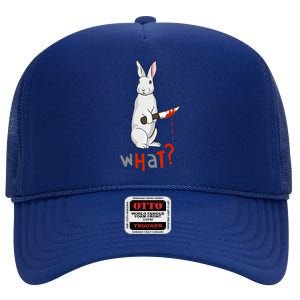 Funny Scary Eyed Killer Bunny Rabbit With Knife Adult Humor Great Gift High Crown Mesh Back Trucker Hat