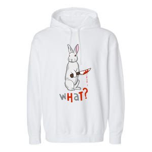 Funny Scary Eyed Killer Bunny Rabbit With Knife Adult Humor Great Gift Garment-Dyed Fleece Hoodie