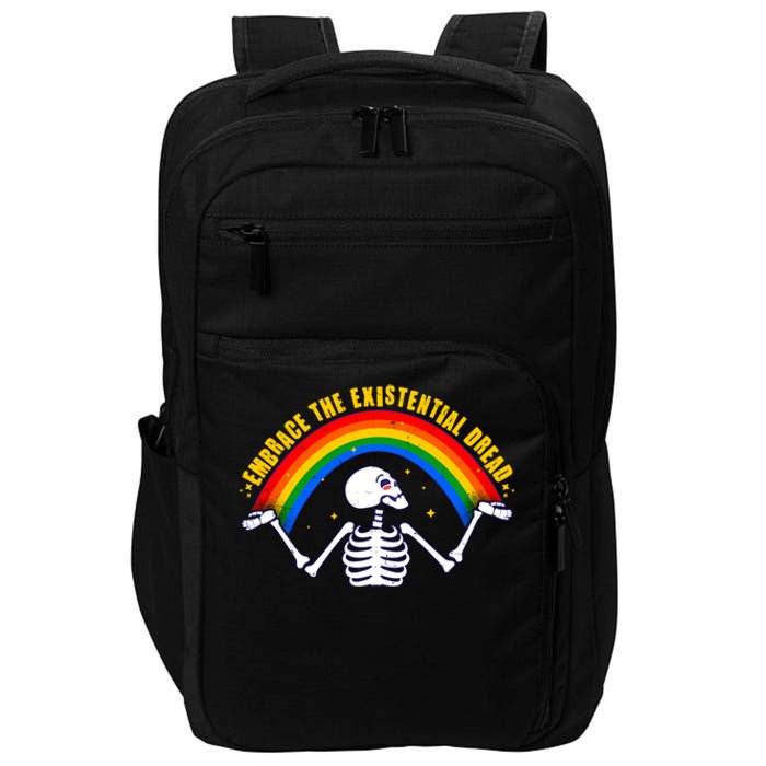 Funny Skeleton Embrace The Existential Dread Impact Tech Backpack