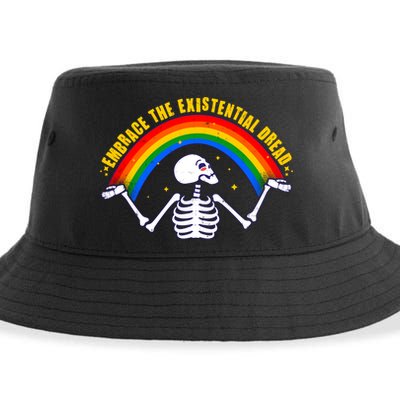 Funny Skeleton Embrace The Existential Dread Sustainable Bucket Hat