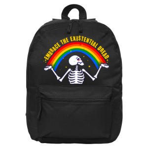 Funny Skeleton Embrace The Existential Dread 16 in Basic Backpack