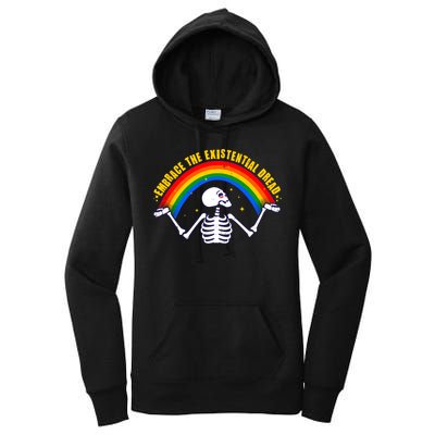 Funny Skeleton Embrace The Existential Dread Women's Pullover Hoodie
