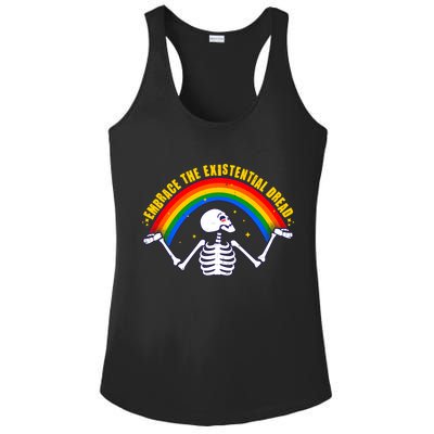 Funny Skeleton Embrace The Existential Dread Ladies PosiCharge Competitor Racerback Tank