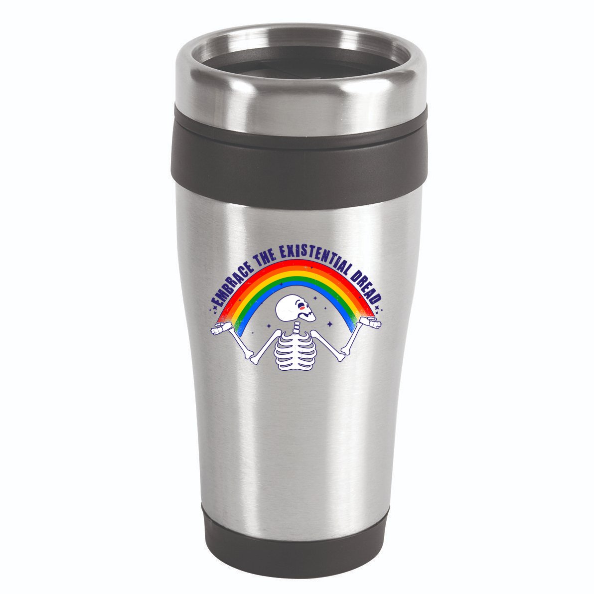 Funny Skeleton Embrace The Existential Dread 16oz Travel Tumbler