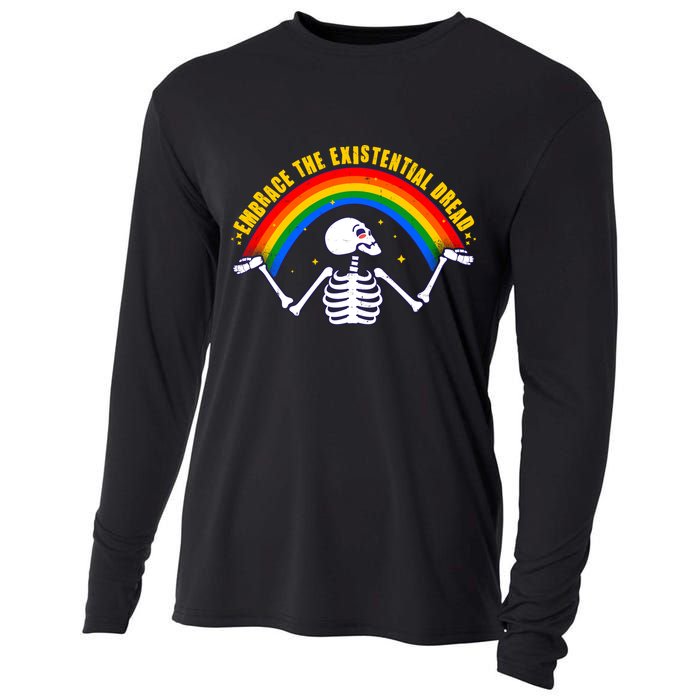 Funny Skeleton Embrace The Existential Dread Cooling Performance Long Sleeve Crew