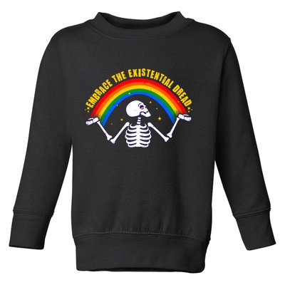 Funny Skeleton Embrace The Existential Dread Toddler Sweatshirt