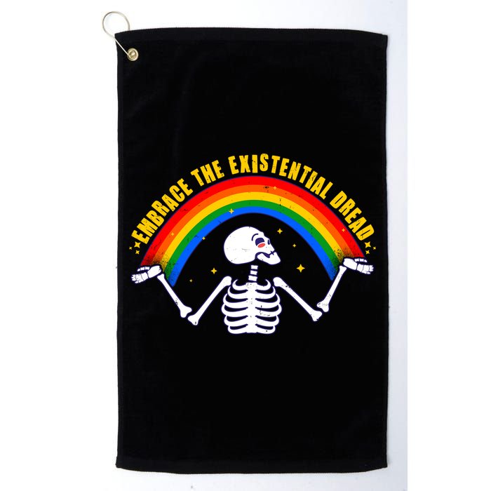 Funny Skeleton Embrace The Existential Dread Golf Towel